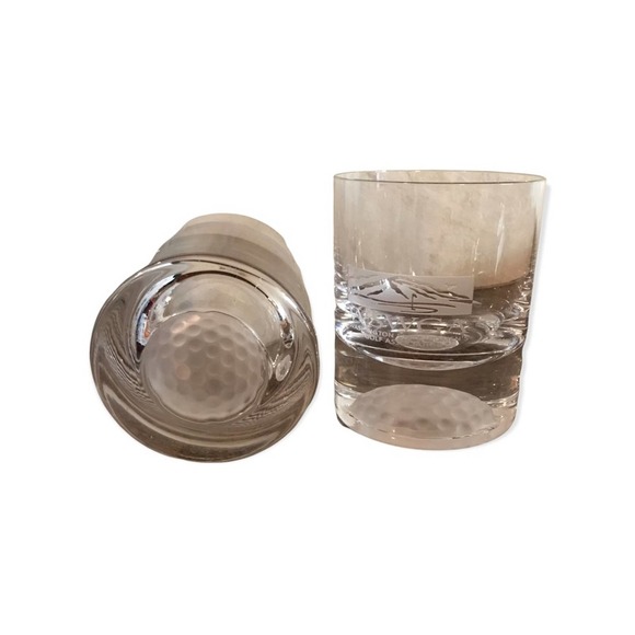 Golfing Hole-In-One Crystal Cut Bar Glasses WSWGA Golf Set of Two - Picture 3 of 4